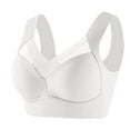 thumbnail image 1 of FUNUONY Women's Wireless Bras V Mesh Comfortable Bralette Supportive Tshirt Bra No Underwire Seamless Push Up Everyday Bras Correcting Bras Full Coverage Bralette Support Comfort White 4Xl, 1 of 4