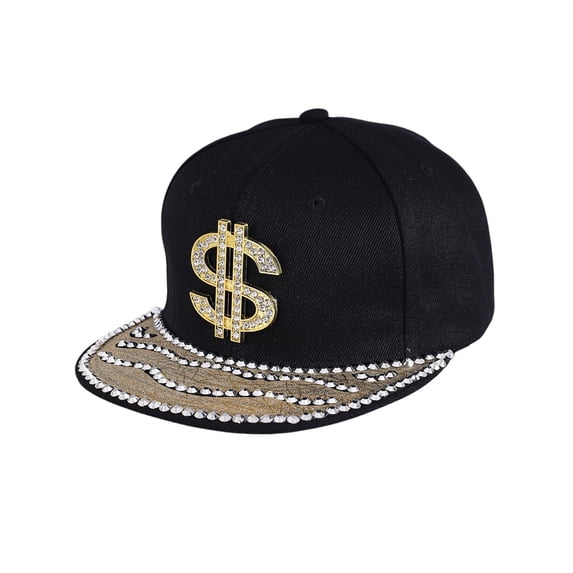 FUNUONY Womens Baseball Caps Blended Fabric Sparkle Denim Hat Adjustable Visor Hat Unisex Upf50+ Protection Hat Casual Outdoor Sports Visor for Women Hat with Rhinestone Snapback Cap Black One Size