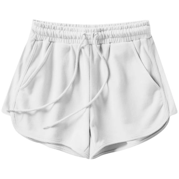 FUNUONY Womens Casual Sweat Shorts Curvy Hem Summer Cotton Lounge Shorts Drawstring Jersey Athletic Workout Shorts With Pockets Cozytec Sweat Shorts Women High Waisted Comfy Casual Cotton Shorts With