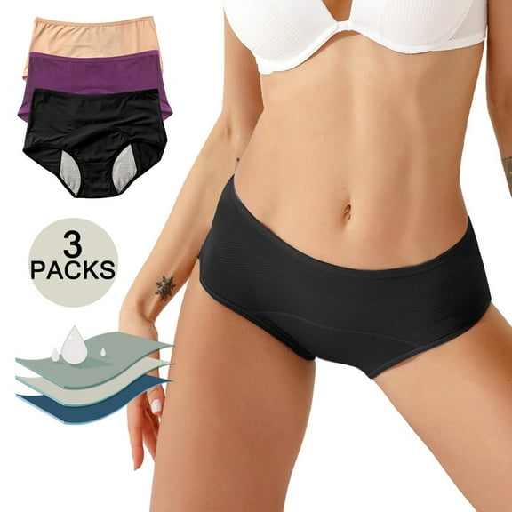FUNUONY Womens Menstrual Period Panties Cotton Underwear Postpartum Protective Briefs Period Underwear for Women Women's Solid Color Physiological Underwear Breathable Mesh Underwear 3Pc Pp3 4Xl