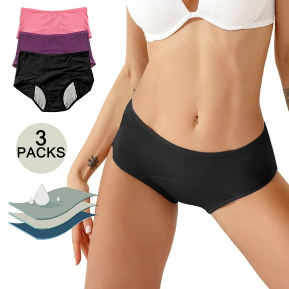 FUNUONY Womens Menstrual Period Panties Cotton Underwear Postpartum Protective Briefs Period Underwear for Women Women's Solid Color Physiological Underwear Breathable Mesh Underwear 3Pc Pk10 L