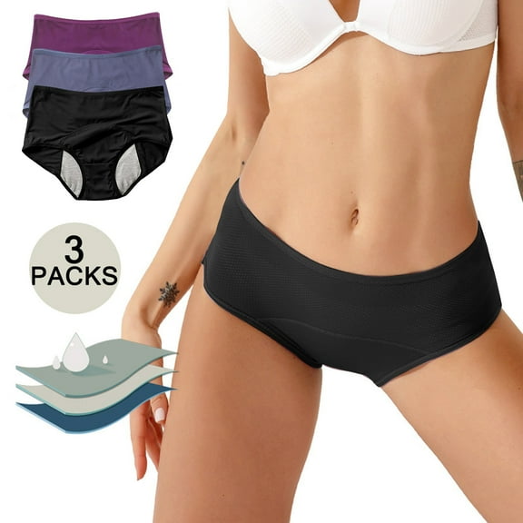 FUNUONY Womens Menstrual Period Panties Cotton Underwear Postpartum Protective Briefs Period Underwear for Women Women's Solid Color Physiological Underwear Breathable Mesh Underwear 3Pc Pp1 3Xl
