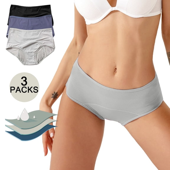 FUNUONY Womens Menstrual Period Panties Cotton Underwear Postpartum Protective Briefs Period Underwear for Women Women's Solid Color Physiological Underwear Breathable Mesh Underwear 3Pc Bu1 Xxl