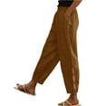 thumbnail image 1 of FUNUONY Womens Wide Leg Barrel Pants Elastic High Waisted Trousers Loose Casual Palazzo Pants with Pockets Cropped Relax Fit Trouser Ankle Pants Cotton Linen Solid Color Daily Pants Brown L, 1 of 9