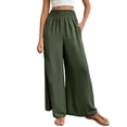 thumbnail image 1 of FUNUONY Womens Wide Leg Pants Casual Palazzo Flowy Pleated Trouser Woman Elastic High Waisted Loose Fit Lounge Pant Comfy 2025 Elastic with Flared Elegant Commuting Casual Pants Green S, 1 of 9