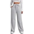 thumbnail image 1 of FUNUONY Womens Wide Leg Sweatpants High Waisted Baggy Lounge Pants Drawstring Athletic Joggers with Pockets Athletic Pants for Women Baggy Sweatpants for Women Palazzo Pants for Women Casual Gy1 L, 1 of 7