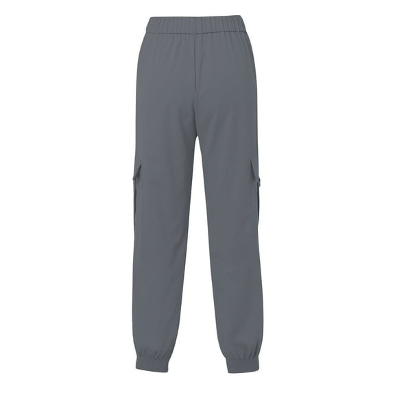 FUNUONY Womens Wide Leg Sweatpants High Waisted Baggy Pants Drawstring Athletic Joggers Solid Color Pocket Work Pants Long Pants and Casual Pants for Women's Daily Use Grey Xl