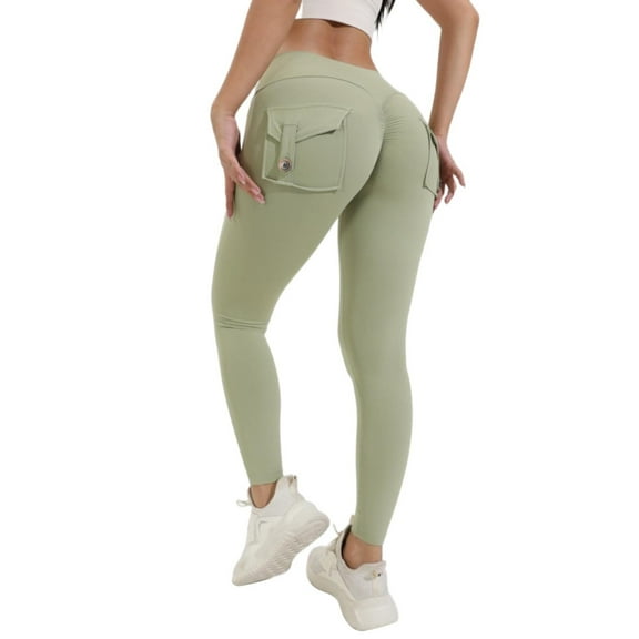 FUNUONY Workout Cargo Leggings With Pockets for Women Hidden Scrunch Butt Lifting Leggings Gym Yoga Pants Seamless High Waisted Workout Cargo Pants for Women Butt Lifting Leggings With Pockets for Wo