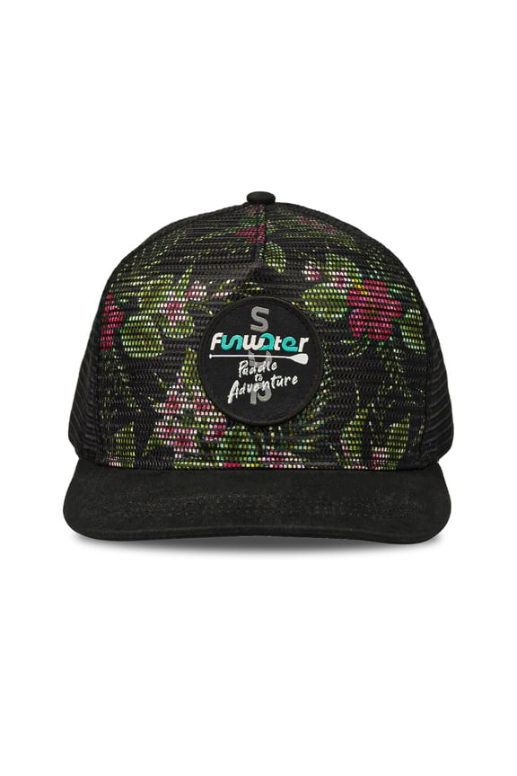 Baseball Cap Black Pattern , Adjustable Outdoor Hat with Mesh