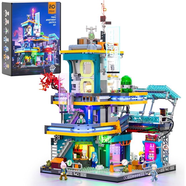 Funwhole Cyberpunk Mansion Lighting Building Bricks Set 2524 Pcs