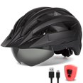 thumbnail image 1 of FUNWICT Adult Bike Helmet with Visor and Goggles for Men Women Mountain Road Bicycle Helmet Rechargeable Rear Light Cycling Helmet, 1 of 8