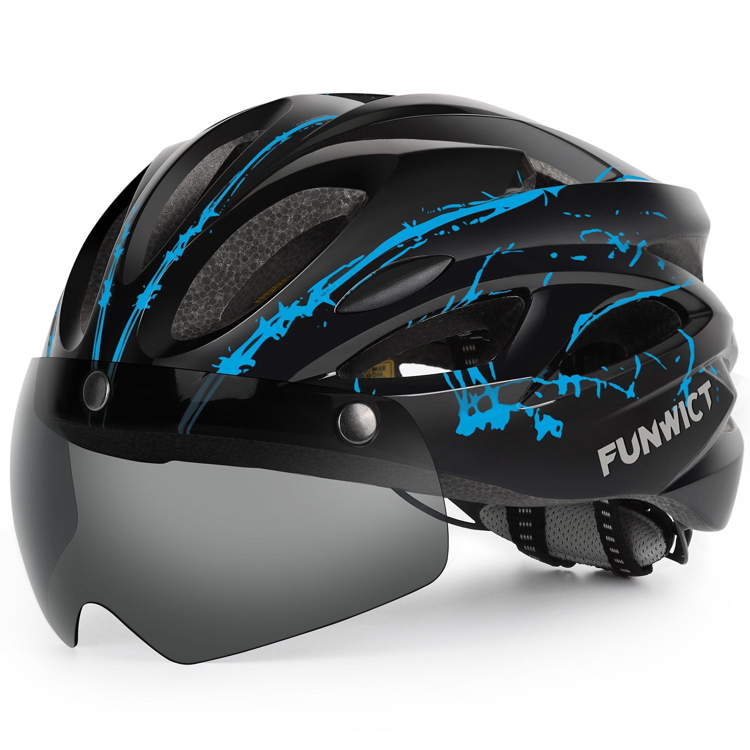 FUNWICT Bicycle Helmet with Light and Magnetic Goggles Lightweight Bike Helmet for Adult Men Women