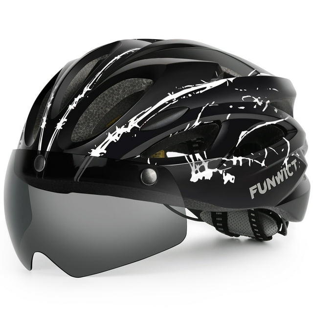 FUNWICT Bicycle Helmet with Light and Goggles Lightweight Bike