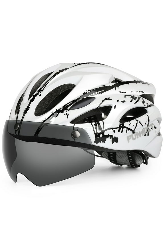 Bicycle Helmet with Light and Magnetic Goggles Lightweight Bike Helmet for Adult Men Women