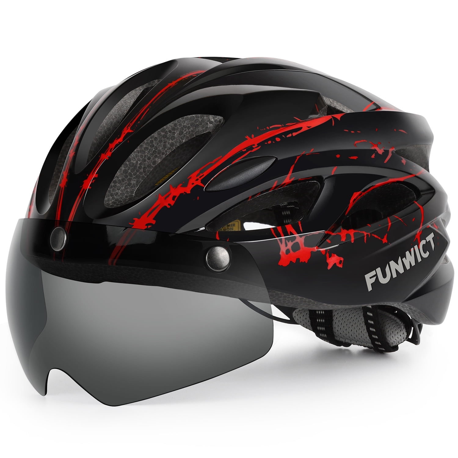 FUNWICT Bicycle Helmet with Light and Magnetic Goggles Lightweight Bike Helmet for Adult Men Women