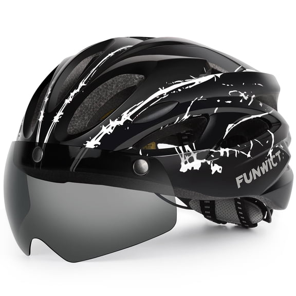 FUNWICT Bicycle Helmet with Light and Magnetic Goggles Lightweight Bike Helmet for Adult Men Women