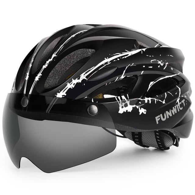 FUNWICT Bicycle Helmet with Light and Magnetic Goggles Lightweight Bike Helmet for Adult Men Women