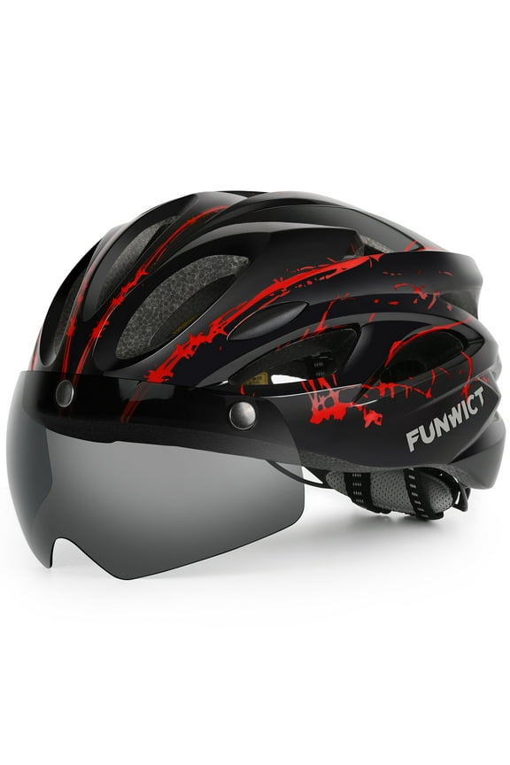 Bicycle Helmet with Light and Magnetic Goggles Lightweight Bike Helmet for Adult Men Women