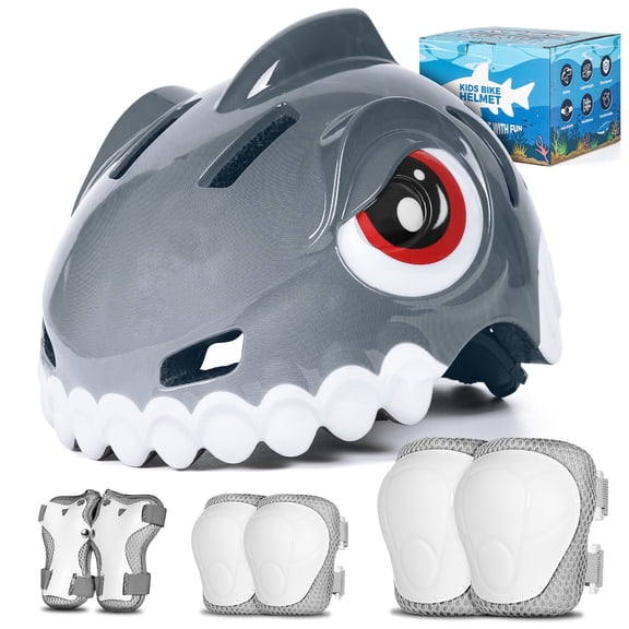 FUNWICT Kids Bike Helmet Boys Girls Bicycle Helmet for Kids 3-5-8 Breathable Adjustable Lightweight Kids Helmet and Pads Set for Cycling Skating Scooter Skateboard