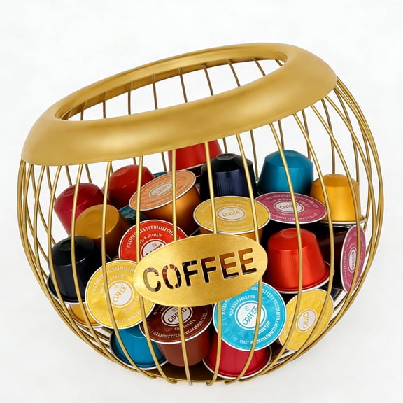 FUNXEE Coffee Pod Holder and Organizer with Angled Opening, Large Sized Container Holds Over 30 Pods, Multipurpose Kitchen Counter Storage for Fruits, Creamers and Snacks