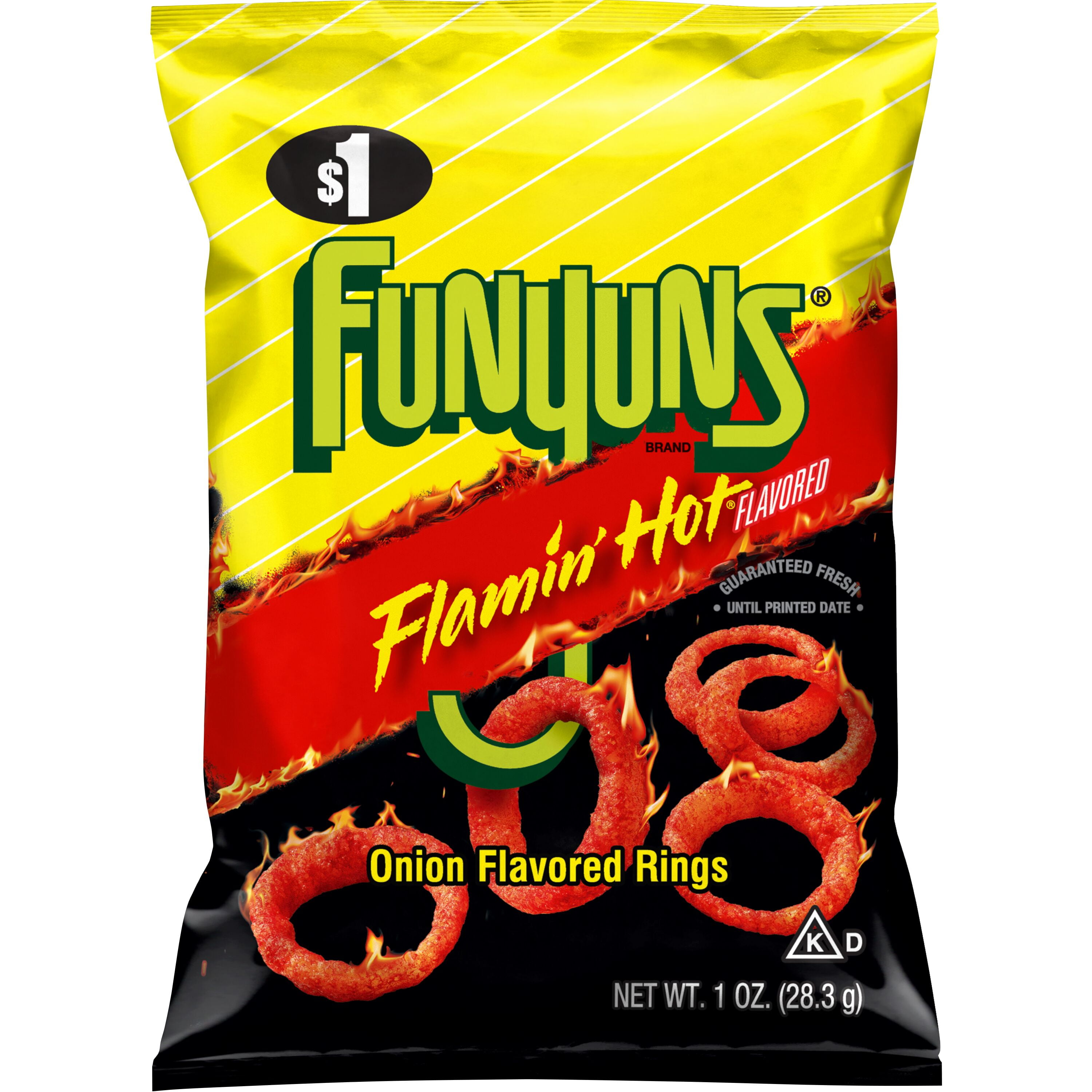 Funyuns Onion Flavored Rings Flamin' Hot Flavored Snacks, 1 oz Bag