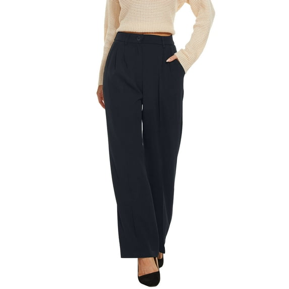 FUNYYZO Fall Women Long Trousers Elastic Wasit High Rise Work Pants Solid (Regular Legnth)