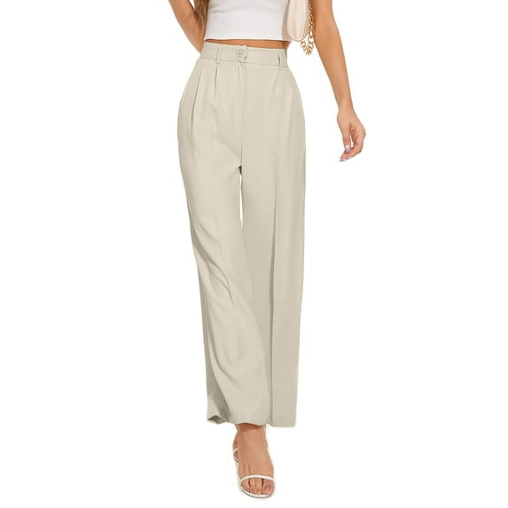 FUNYYZO Fall Women Long Trousers Elastic Wasit High Rise Work Pants Solid (Regular Legnth)