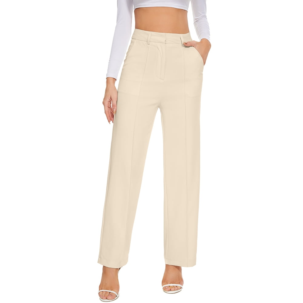 FUNYYZO High Waisted Wide Leg Wrinkle Pants for Women Summer Solid Suit  Pants Long Straight Causal Trousers, White, X-Small : : Clothing,  Shoes & Accessories