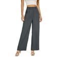 thumbnail image 1 of FUNYYZO Women Long Trousers Elastic Wasit High Rise Work Pants Solid, 1 of 6