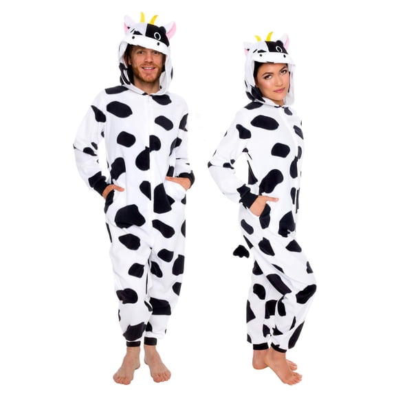 FUNZIEZ! - Cow Slim Fit Adult Unisex Novelty Union Suit Costume for Halloween - X Small
