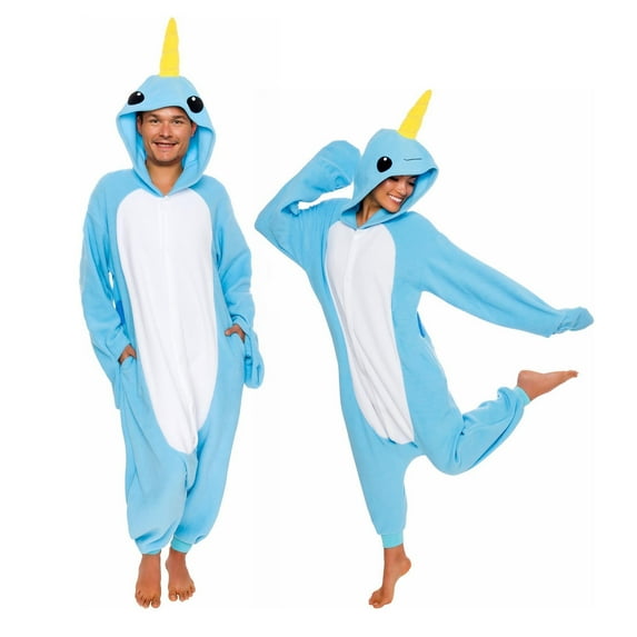 FUNZIEZ! - Narwhal Adult Unisex Novelty Union Suit Costume for Halloween - Medium