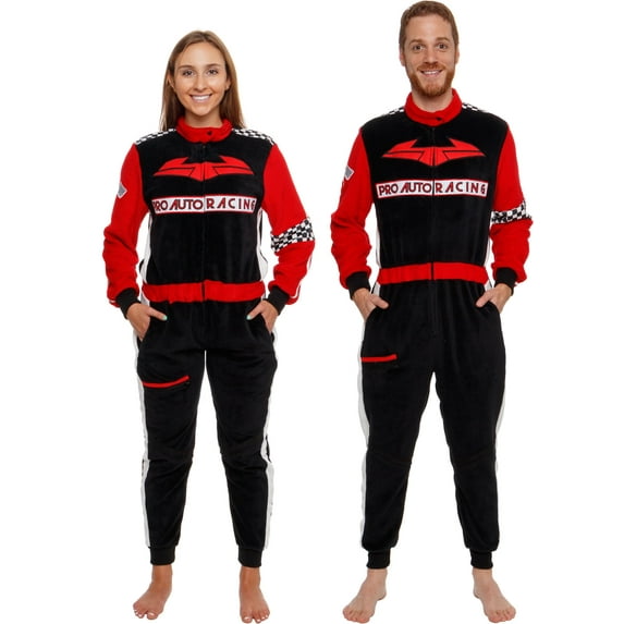 FUNZIEZ! - Racecar Slim Fit Adult Unisex Novelty Union Suit Costume for Halloween - Small
