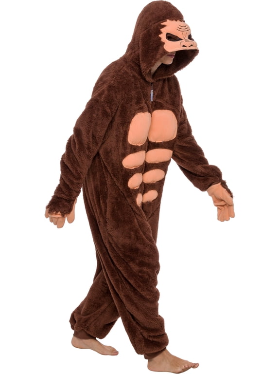 Sasquatch Adult Unisex Novelty Union Suit Costume for Halloween - Brown, Medium