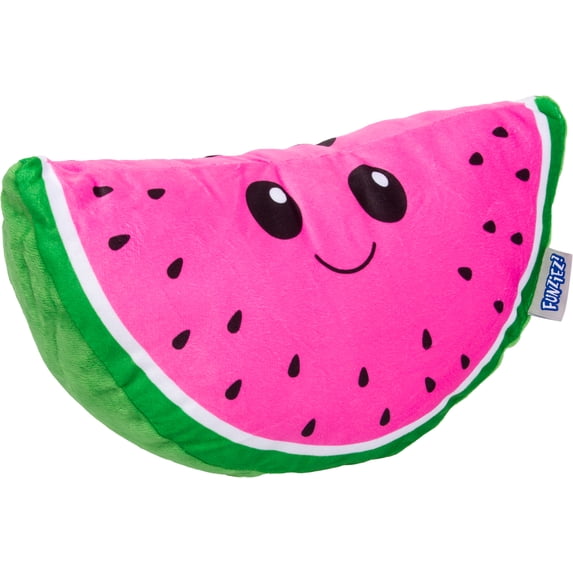 FUNZIEZ! Watermelon Plush Decorative Throw Pillow - Novelty Fruit Shaped Pillow