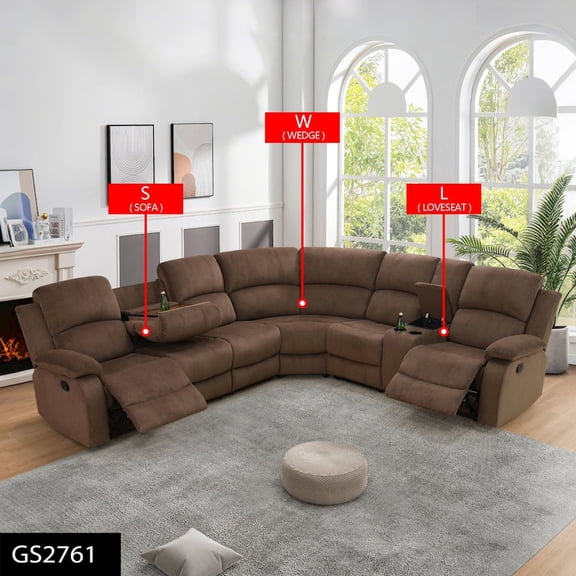 FUOROLA Max Power Recliner Living Room Set Brown