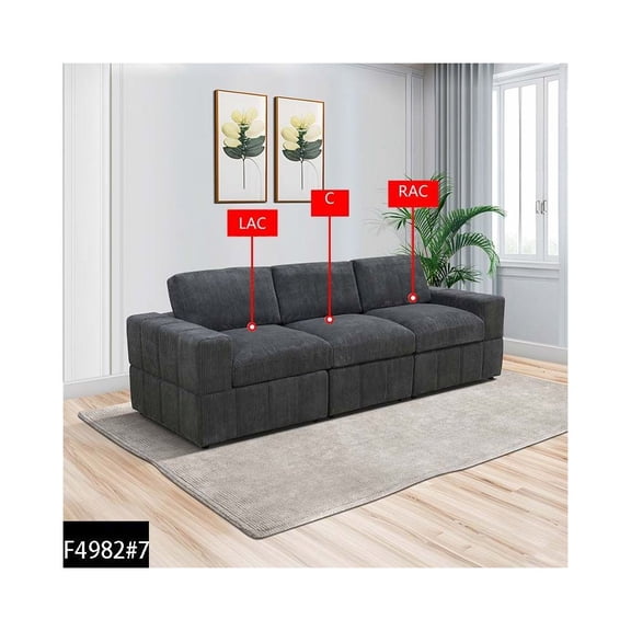 FUOROLA Max Power Recliner Living Room Set Dark Grey