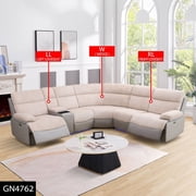 FUOROLA Max Power Recliner Living Room Set with LED White/Grey