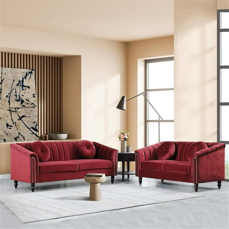 FUOROLA Mirando 2 Piece Living Room Set Red - Walmart.com