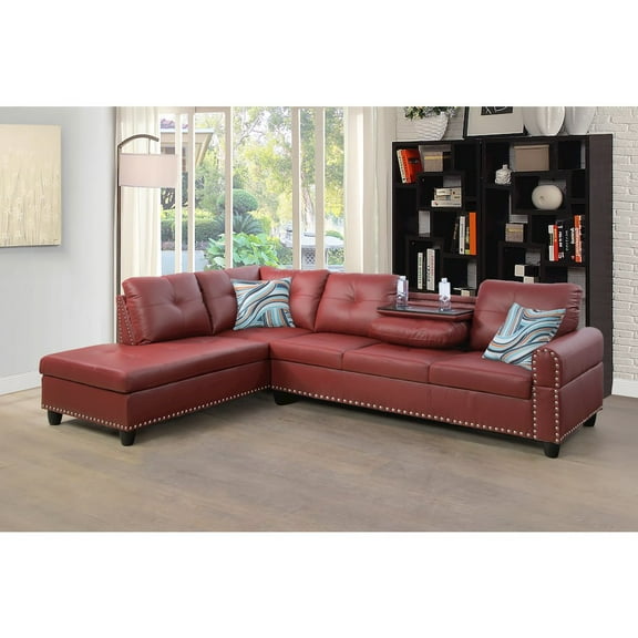 FUOROLA Sectional Sofa Set For Living Room In Left Facing Red Color