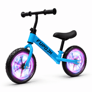 FUPOJH 12 Kids Balance Bike, No Pedal, Light-Up Wheels, Adjustable, for Toddlers 2-5,Blue