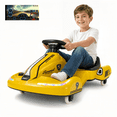 thumbnail image 1 of FUPOJH 12V Electric Drift Kart for Kids, 360° Spinning Ride on Car with Bluetooth Music,AUX,USB,4mph,No Remote Control Included,Yellow, 1 of 7