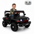 thumbnail image 1 of FUPOJH 12V Ride on Car,Electric Kids Jeep,Lockable Doors,Seatbelt,Bluetooth Music,Ages 1-6,Includes Remote Control,Black, 1 of 8