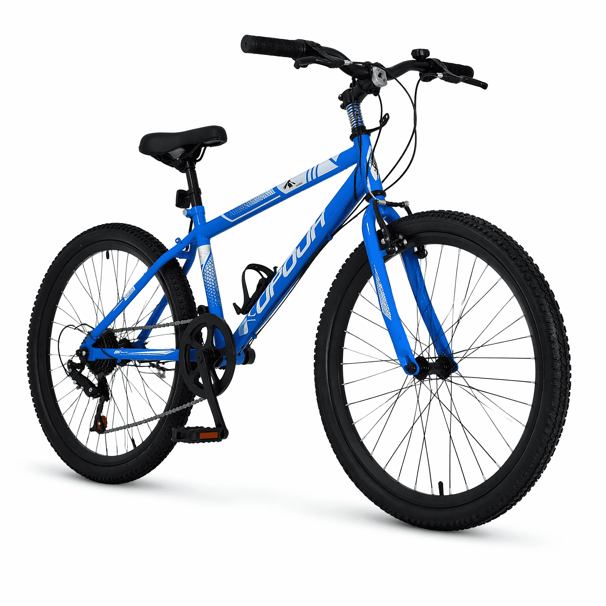 FUPOJH 24" Mountain Bike for Adults,7 Speed,V Brakes,off Road Tires,Adjustable Seat,Blue