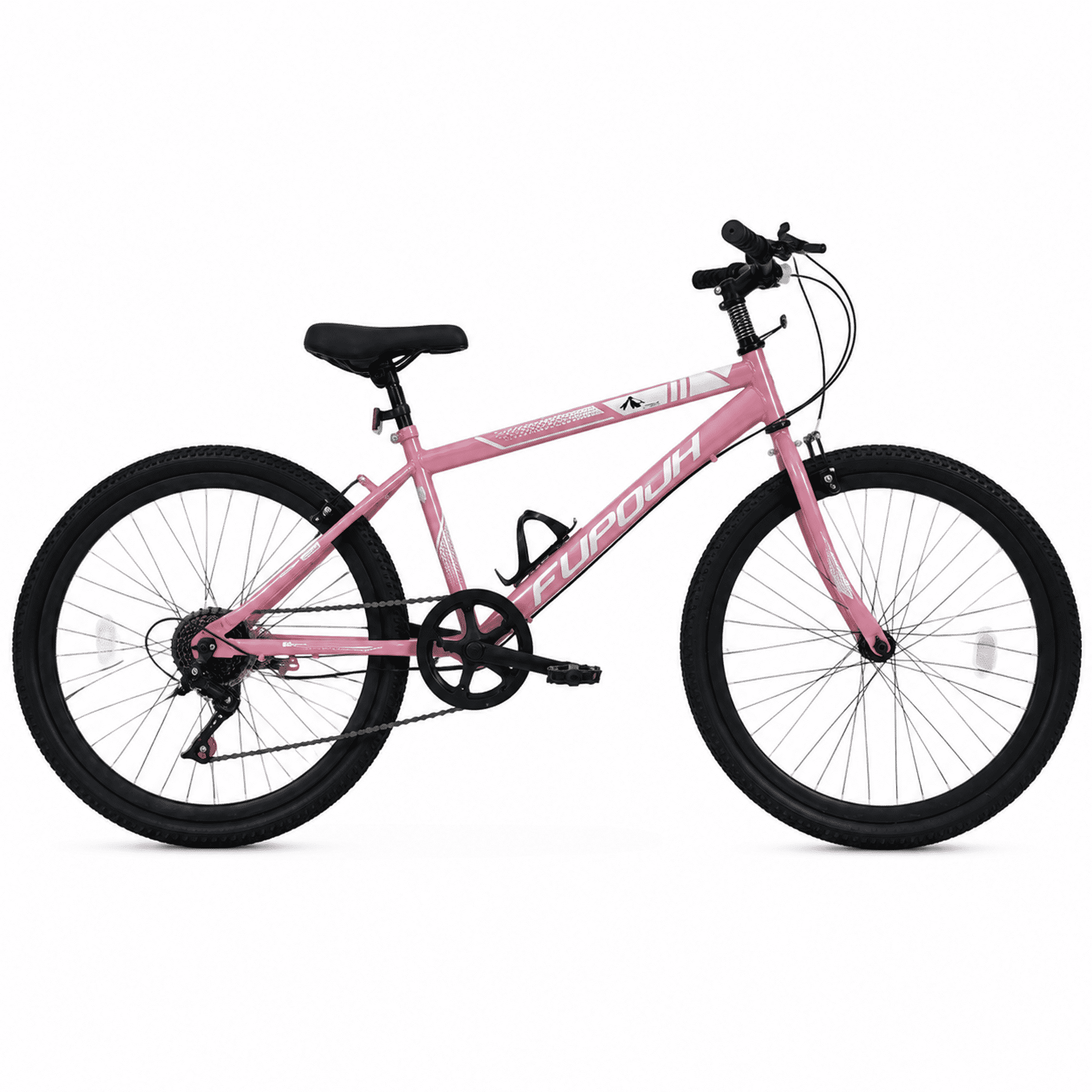 FUPOJH 24" Mountain Bikes for Teens,7 Speed,V Brakes,off Road Tires,Unisex,Pink