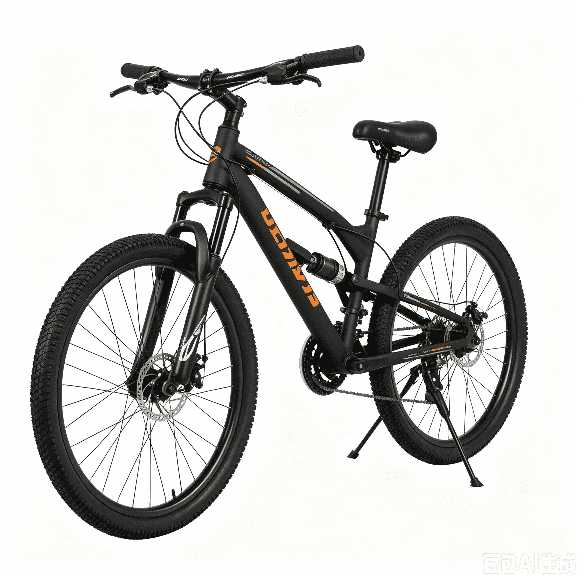 FUPOJH 26" Adult Mountain Bike,21-Speed,Dual Disc Brakes, Full Suspension,All-Terrain,Black
