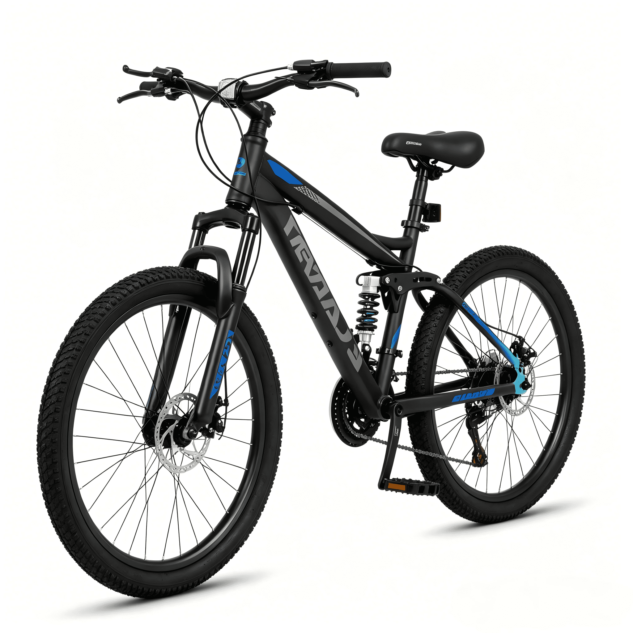 FUPOJH 26" Full Suspension Mountain Bike,21-Speed,Disc Brakes,250lb,Adult Unisex All-Terrain Bike,Black