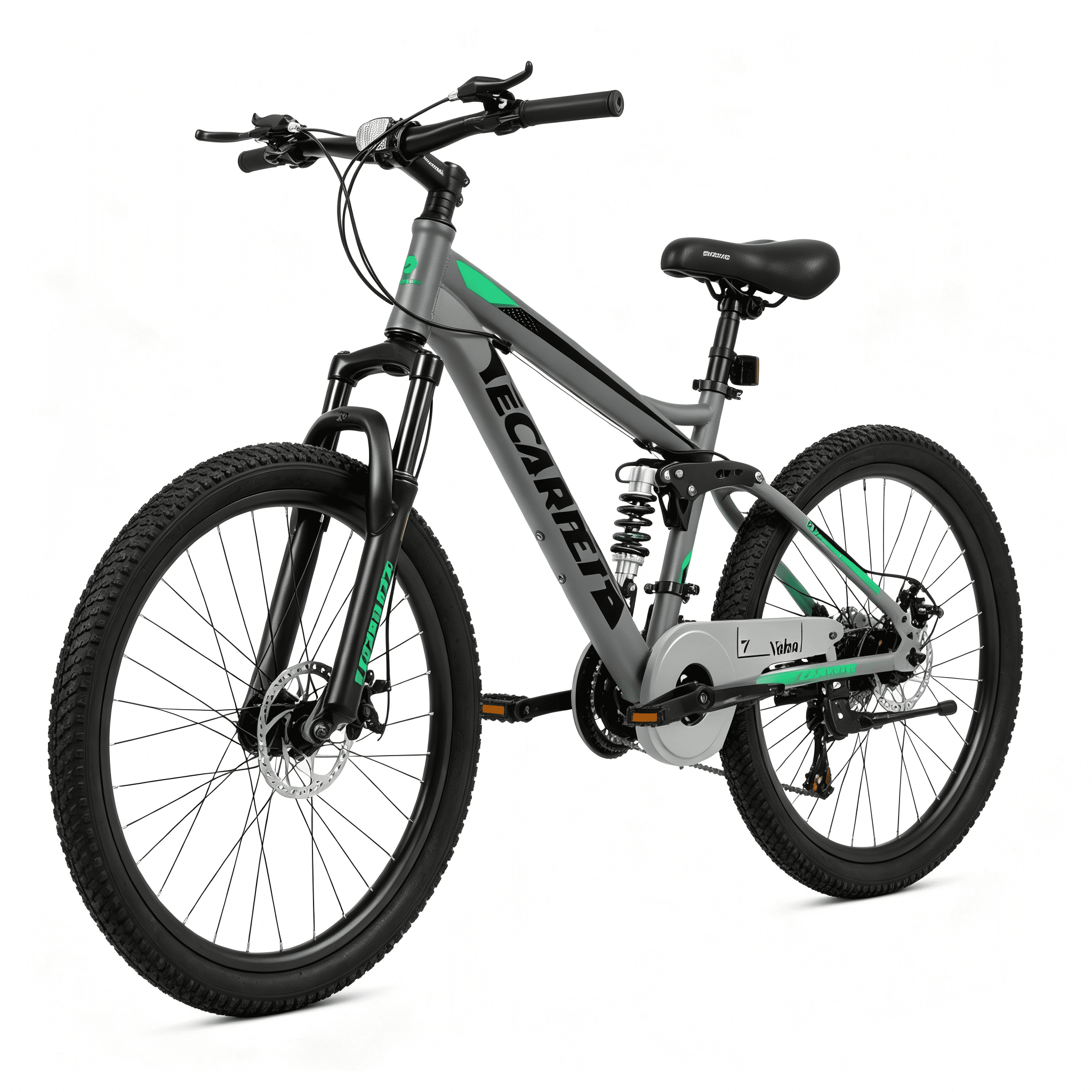 FUPOJH 26" Full Suspension Mountain Bike,21-Speed,Disc Brakes,250lb,Adult Unisex All-Terrain Bike,Gray