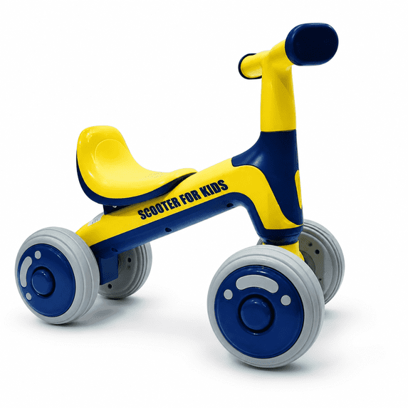 FUPOJH 4 Wheel Baby Balance Bike,Lightweight PP Frame,Silent EVA Tires,135°Anti Tip,Ages 1-4,Green