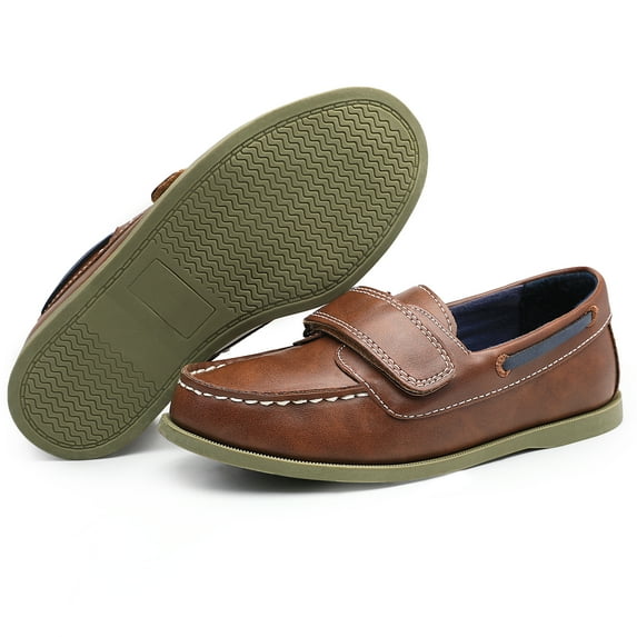 FUPPIA Boys Dress Shoes Slip on Loafers for Boys Kids Casual School Boat Shoes Brown 12 Little Kid