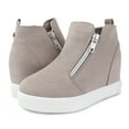 thumbnail image 1 of ​FUPPIA Girls Wedge Sneakers Fashion High Top Sneakers with Double Side Zippers Taupe 5 Big Kid, 1 of 7